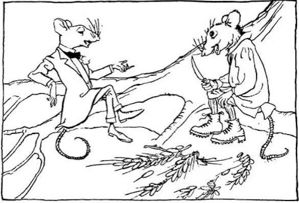 تصویری از دو موش از ترجمه‌ای از افسانه‌های ازوپ که در سال 1912 منتشر شد.